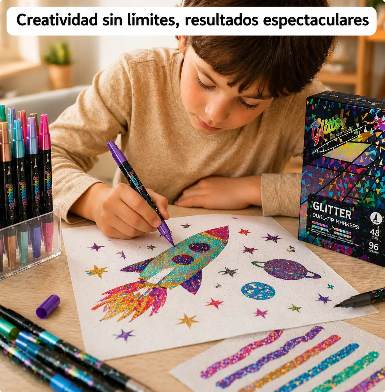 Rotuladores con efecto shimmer y purpurina —  GlowArt™