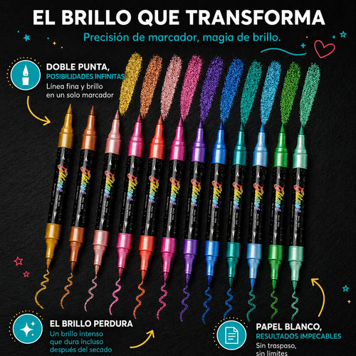 Rotuladores con efecto shimmer y purpurina —  GlowArt™