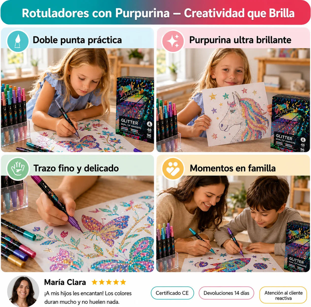 Rotuladores con efecto shimmer y purpurina —  GlowArt™