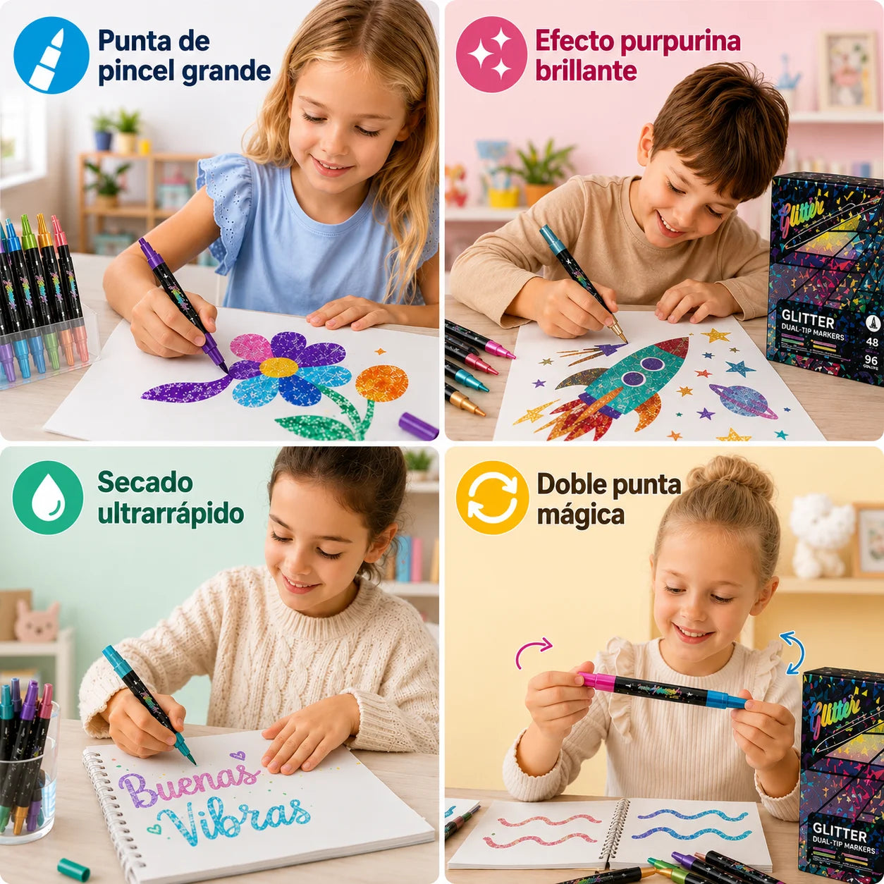Rotuladores con efecto shimmer y purpurina —  GlowArt™